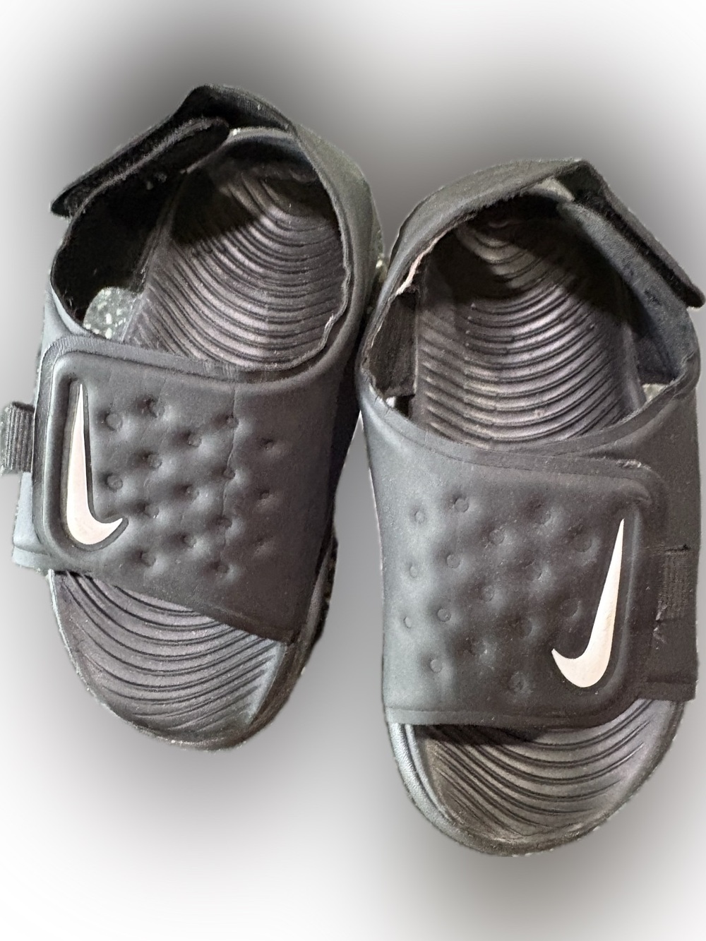 Nike Black Kids' Adjustable Slide Sandals with White Swoosh